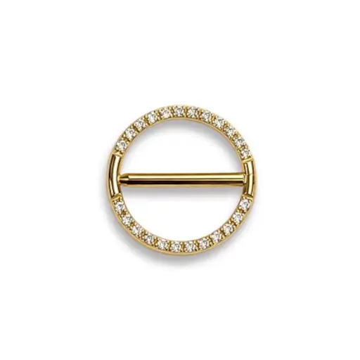 Anneau Titane ASTM F136 - Anneau Téton 3068 Stérile Cercle Strass Gold