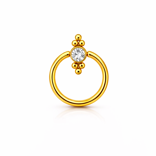 [fb_GOLD_STERILE_anneau_teton_89-FBG-0089] Anneau Titane ASTM F136 - Anneau Téton 89 Stérile 6 billes Strass 1,2 x 8 mm Gold