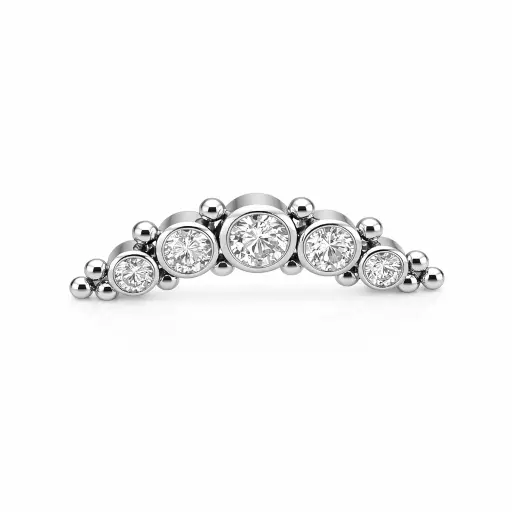 [ns_embout_46-P046-09] Piercing Embout Titane ASTM F136 Premium – Embout 46 Filetage Interne Qualité Implant Cluster 5 Strass et Perles largeur 15 mm pour Piercing 1,2 mm*