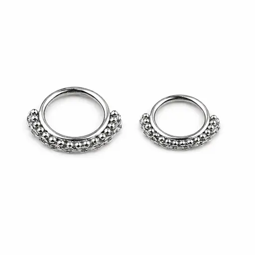 Piercing Anneau Titane ASTM F136 Premium – Clicker 130 avec Fermeture à Charnière Cerclage Perles et Chaine Qualité Implant*