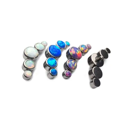 Piercing Embout Titane ASTM F136 Premium Opale Cluster 11 mm – Pas de vis interne 0,9 mm pour Piercing 1,2 mm*