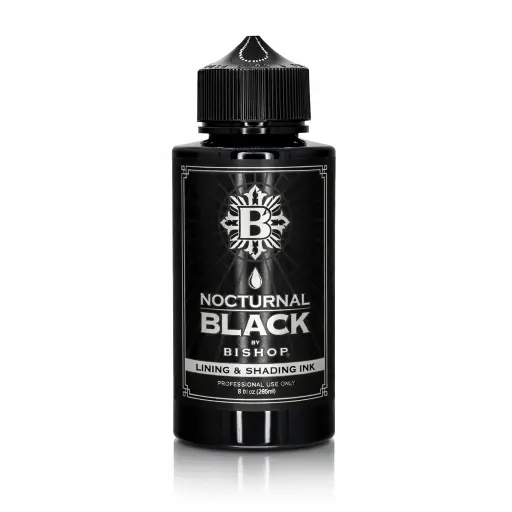 Encre Tattoo Noire Lining & Shading Nocturnal by Bishop – Lignes Nettes & Ombrages Fluides Haute Précision Noir Profond (Entraînement NON REACH)*