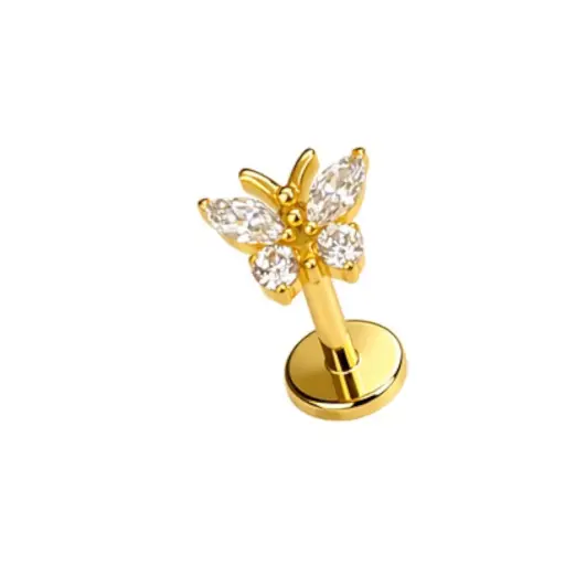 [fb-GOLD-STERILE_labret_30007-FBG-3007] Piercing Labret - Titane F136 Gold Stérile - Labret 3007E interne en titane pvd gold 1,2 x 8 mm*