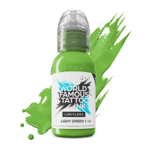 [ki_encre_world_light_green_1_v2] Encre de Tatouage Verte World Famous Light Green 1 V2 – Conforme REACH – Pigment Professionnel Haute Intensité*