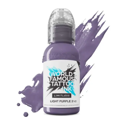 [ki_encre_world_famous_light_purple_2_v2-LTLPU2V21-S] Encre de Tatouage Violette World Famous Light Purple 2 V2 – Conforme REACH – Pigment Professionnel Haute Intensité*