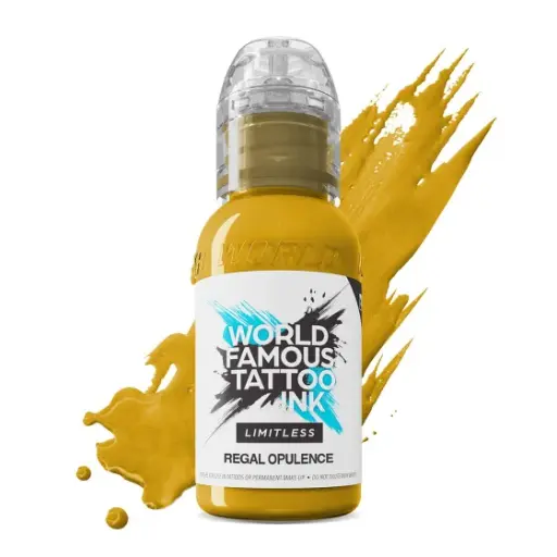[ki_encre_world_famous_regal_opulence-LTJKRO1-S] Encre de Tatouage Jaune World Famous Regal Opulence – Conforme REACH – Pigment Professionnel Haute Intensité*