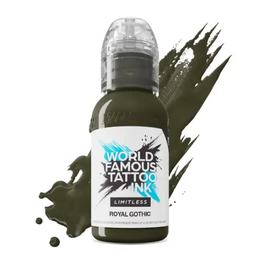 [ki_encre_world_famous_royal_gothic-LTJKRG1-S] Encre de Tatouage Noire World Famous Royal Gothic – Conforme REACH – Pigment Professionnel Haute Intensité*