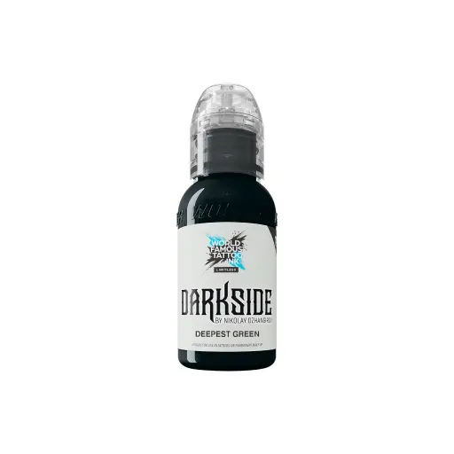 [ki_encre_world_famous_darkside_deepest_green-LTNDDG1-S] Encre de Tatouage Noire World Famous Darkside Deepest Green – Conforme REACH – Pigment Professionnel Haute Intensité*