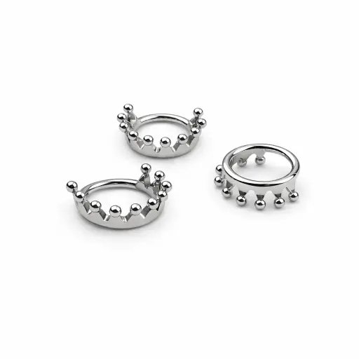 [ns_anneau-W111-128] Piercing Anneau Titane ASTM F136 Premium – Clicker 111 Fermeture à Charnière & Couronne 10 Pointes 1,2 x 8 mm*