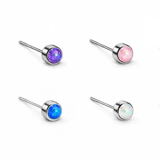 Embout Piercing Strass Opale Titane ASTM F136 Threadless – Bijou Piercing Haut de Gamme Hypoallergénique Ultra Résistant*
