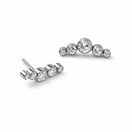 [ns_embout_threadless-T13] Embout Piercing Cluster 5 Strass Titane ASTM F136 Threadless – Bijou Piercing Haut de Gamme Hypoallergénique Ultra Résistant*