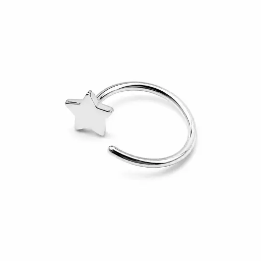 [ns_STERILE_anneau_nez-W242-0808] Piercing Nez Titane ASTM F136 Premium – Anneau de Nez Stérile 0,8 x 8 mm & Embout Etoile 4 mm*
