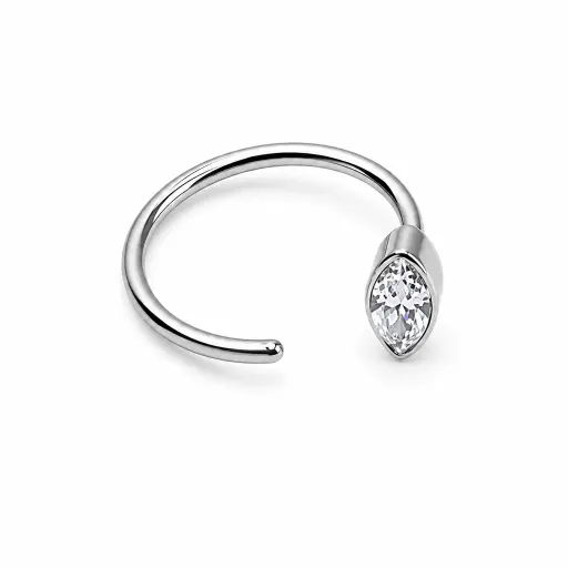 [ns_STERILE_anneau_nez-W241-0808] Piercing Nez Titane ASTM F136 Premium – Anneau de Nez Stérile 0,8 x 8 mm & Embout Strass Ovale 5 mm*