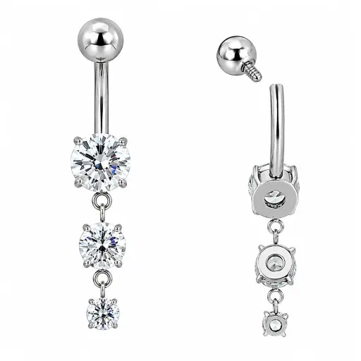 [p-nombril-pendant-TIBN005] Piercing Nombril Titane F136 – Banane Interne Pendant 1,6 x 10 mm