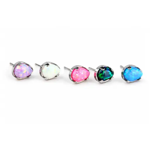 Embout Piercing Strass Opale Goutte Titane ASTM F136 Threadless – Bijou Piercing Haut de Gamme Hypoallergénique Ultra Résistant*