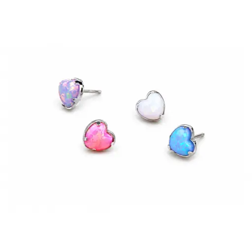 Embout Piercing Cœur Opale Titane ASTM F136 Threadless – Bijou Piercing Haut de Gamme Hypoallergénique Ultra Résistant* 