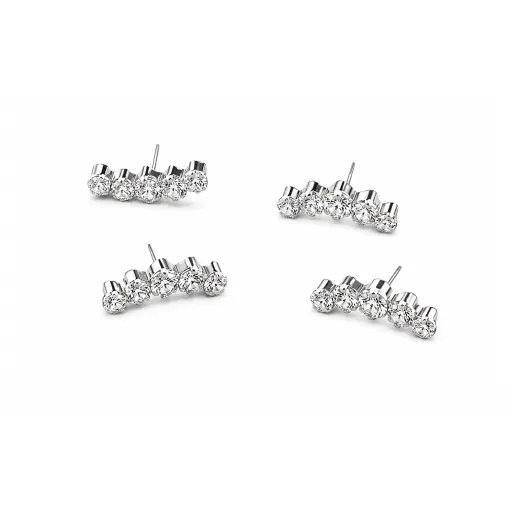 [G2-ns_embout_threadless-T25] Embout Piercing 5 Strass Titane ASTM F136 Threadless – Bijou Piercing Haut de Gamme Hypoallergénique Ultra Résistant*