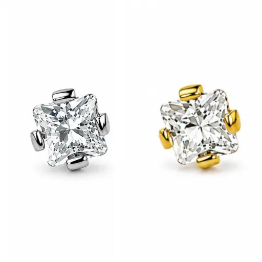 Piercing Embout Titane ASTM F136 Premium Strass Carré – Pas de vis interne 0,9 mm pour Piercing 1,2 mm*