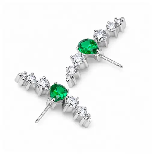 [G2-ns_embout_threadless-T38] Embout Piercing Arc De Strass Blanc Et Vert Titane ASTM F136 Threadless – Bijou Piercing Haut de Gamme Hypoallergénique Ultra Résistant*