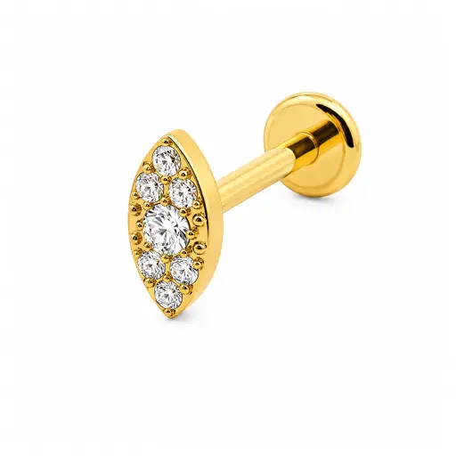 [fb_GOLD_STERILE_labret_int-FBG-2132] Piercing Labret Titane F136 – Labret 2132 Filetage Interne Stérile Gold & Embout Ovale Strass 1,2 x 8 mm*