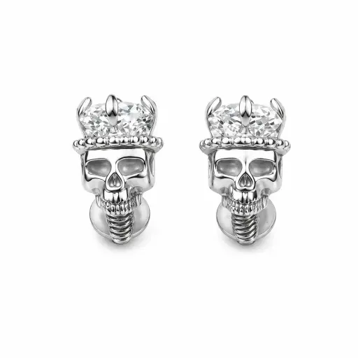 [E12-ns_embout_int_0.9mm-P500-09] Piercing Embout Titane ASTM F136 Premium Tête de Mort 6 mm – Pas de vis interne 0,9 mm pour Piercing 1,2 mm*