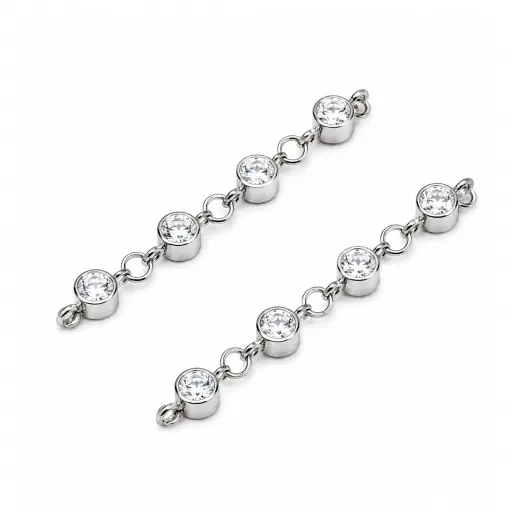 [D8-ns_charm-P289-09] Piercing Charm Titane ASTM F136 Premium Chaine 4 Strass Rond 42 mm – Accessoire pour Piercing*