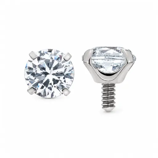 Piercing Embout Titane ASTM F136 Premium Strass Griffé – Pas de vis interne 0,9 mm pour Piercing 1,2 mm*
