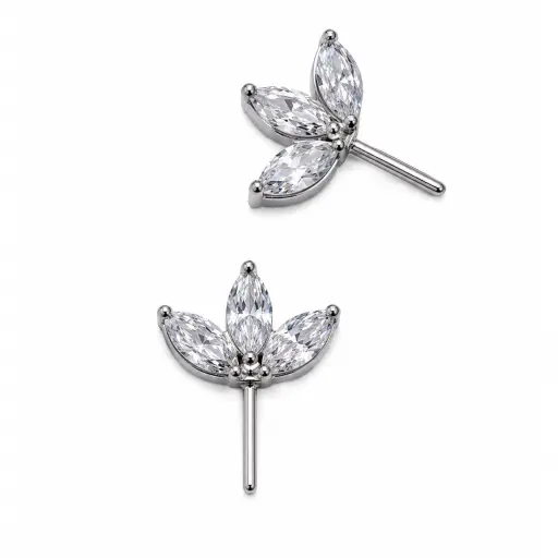 [G1-ns_embout_thread-T35] Embout Piercing Marquise 3 Strass Titane ASTM F136 Threadless – Bijou Piercing Haut de Gamme Hypoallergénique Ultra Résistant*