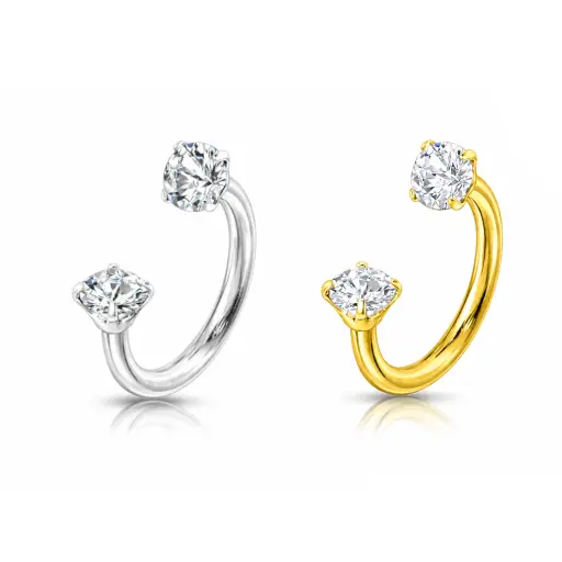 Piercing Fer à Cheval Titane ASTM F136 Premium – Barbell Circular Filetage Interne Gold & Embout Strass*