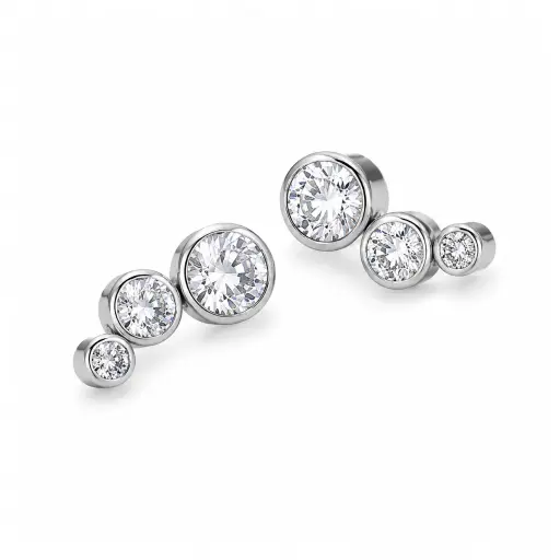 Piercing Embout Titane ASTM F136 Premium Courbe 3 Strass 8 mm – Pas de vis interne Qualité Implant*