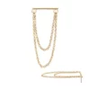 EMBOUT TITANE F136 THREADLESS BARRE DEUX CHAINES PENDANTES OR 14K