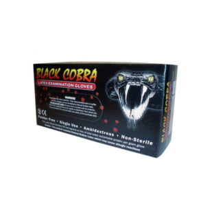 Cobra - Boîte de 100 gants en latex non poudré noir pour tatoueur et pierceur