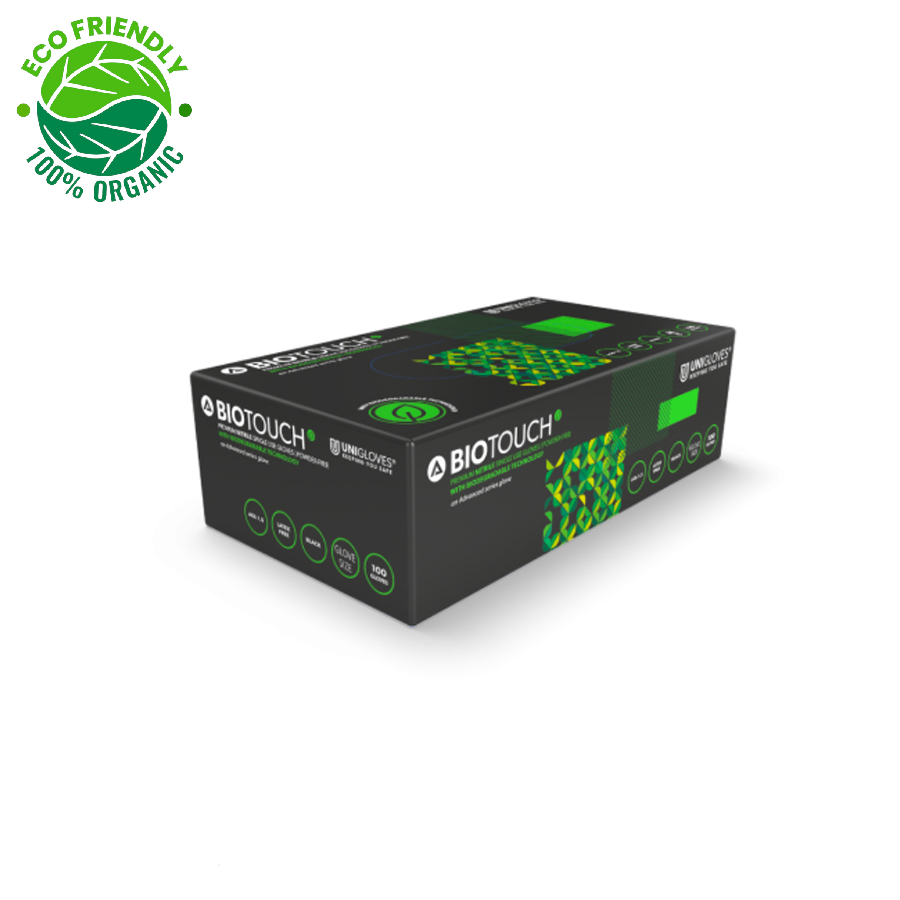 Unigloves Biotouch – Boîte de 100 gants nitrile biodégradables noir