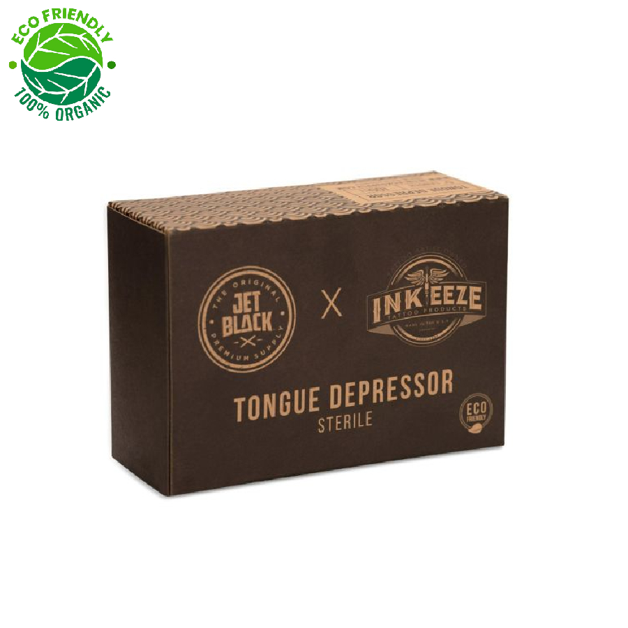 Jet Black Tongue Depressor Stérile - Boîte de 100 abaisses langue en bois noir