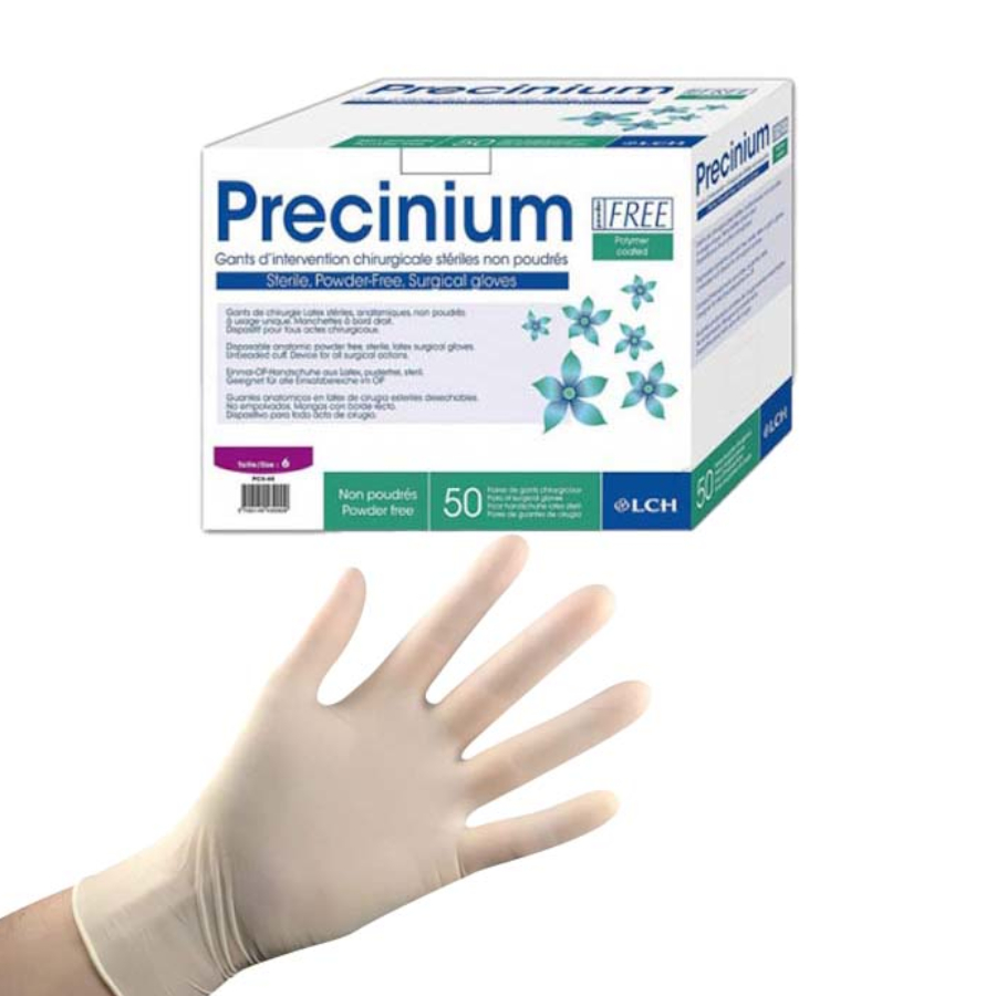 Lch Precinium Stérile - Boîte de 50 paires de gants en latex blanc non poudré