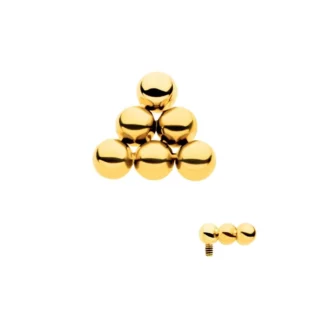 Invictus Embout Pvd Gold 24 KT 04 Titane F136 - Piercing avec pas de vis interne pyramide de 6 perles