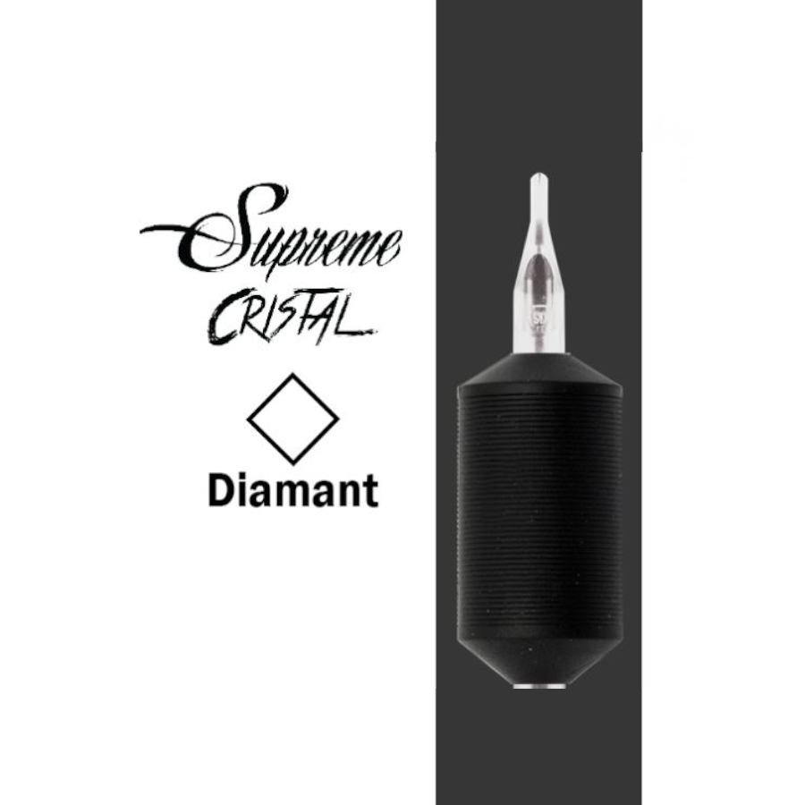 Tubes Supreme Cristal Diamant – Tubes stériles transparents avec grip en silicone pour aiguilles traditionnelles de tatouage