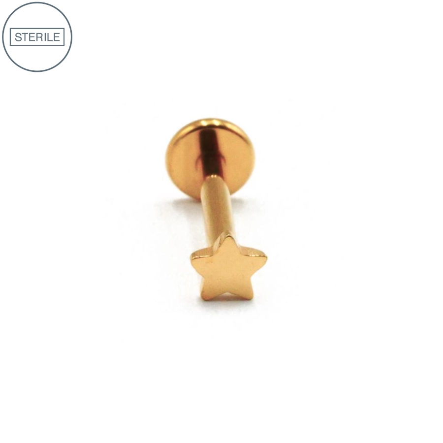 Labret Stérile Interne Gamme Itc Pvd Gold 36 – Piercing avec pas de vis interne étoile