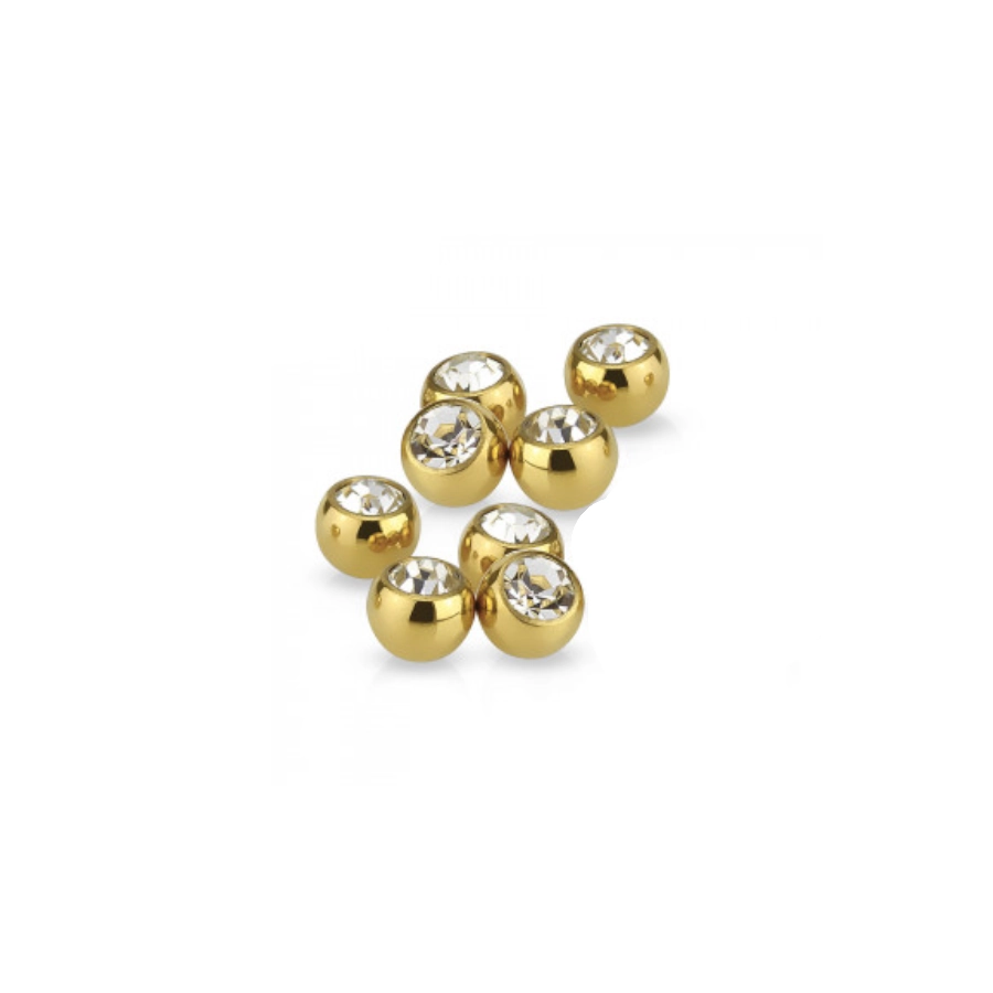 Bille Gold Strass Piercing – Bille pour piercing en acier doré avec strass