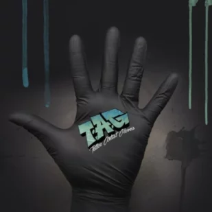 Gant Noir Tatouage - Tag Tattoo Glove - Boîte de 100 gants en nitrile ou latex non poudré texture