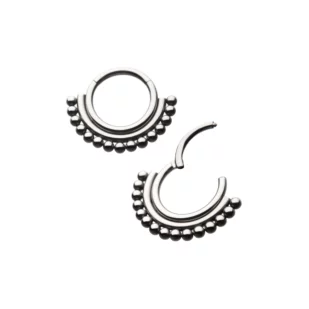 Piercing Anneau Titane 07 - Invictus Titane F136 - Clicker anneau a charniere cerclage 15 perles