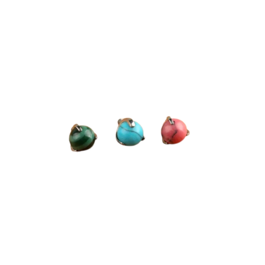 Embout Titane Piercing – Gamme Hand Ink – Embout en titane f136 pour pas de vis interne en pierre turquoise