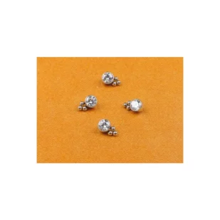 Embout Titane Piercing - Gamme Hand Ink - Embout en titane f136 pour pas de vis interne strass avec 3 perles